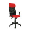 fotel krzeslo obrotowe sinus siatka tkanina czerwona podstawa czarna podlokietniki regulowane ledzwie