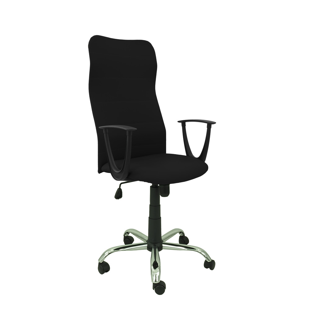 fotel krzeslo obrotowe sinus ekoskora czarna podstawa chromowana podlokietniki stale