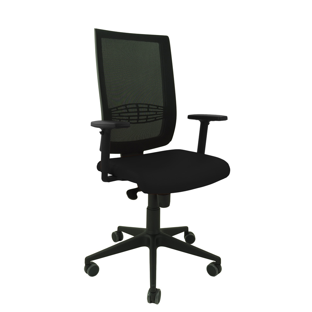 krzeslo fotel obrotowe expand ekoskora czarna oparcie siatkowe podstawa czarna podlokietniki regulowane miekkie