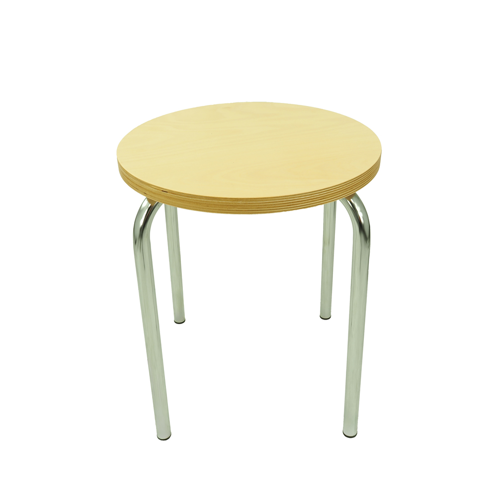 taboret stacjonarny sklejka jasny buk stelaz chromowany
